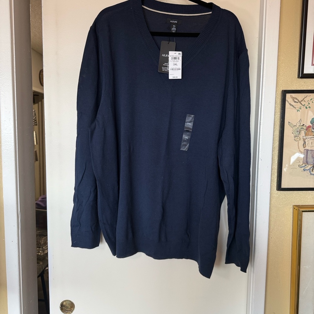 Alfani Men's Navy V-Neck Sweater